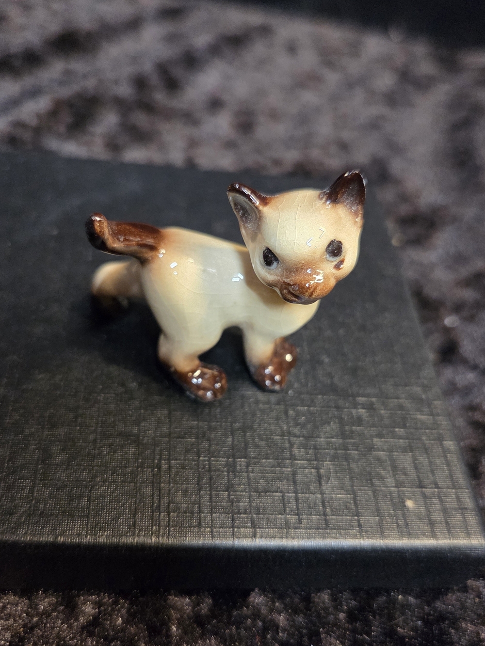 VTG Hagen Renaker Siamese Tom Cat Glazed Ceramic Figurine Blue Eyes #2
